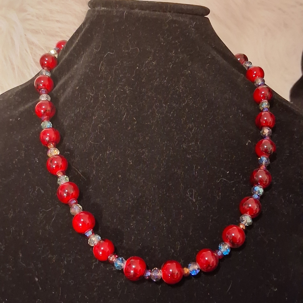 Elegant Red Beaded Necklace